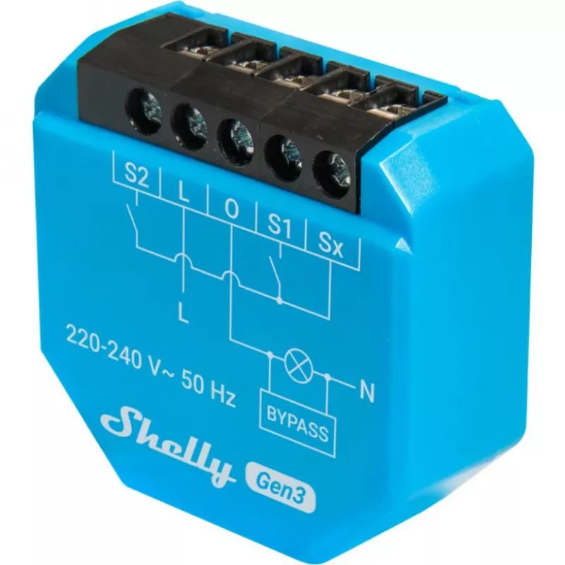 WLAN-Beleuchtungscontroller Shelly Shelly_1L_Gen3 — 1-Kanal-Modul ohne Neutralleiter, 220–240 V, WLAN/Bluetooth, 802.11 b/g/n