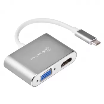 Externer Video-Adapter SILVERSTONE EP16 USB-C 3.1 mit HDMI- und VGA-Ausgängen