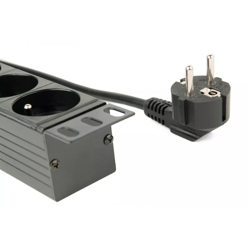 EnerGenie EG-PDU-014-F Rack-Stromverteilereinheit (8 FR-Steckdosen, 1U, 16A, Schuko-Stecker, 3m, schwarz)