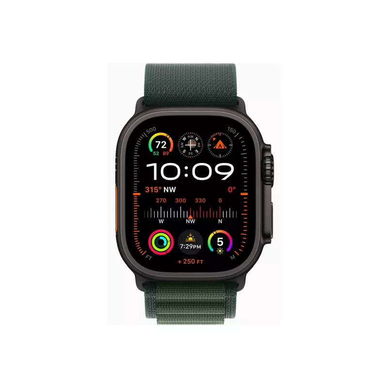APPLE Watch Ultra 2 GPS + Cellular 49mm Black Titanium Case with Dark Green Alpine Loop - Large