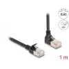 DeLOCK RJ45 Netzwerkkabel Cat.6A S/FTP schlank 90° nach oben abgewinkelt 1 m schwarz
