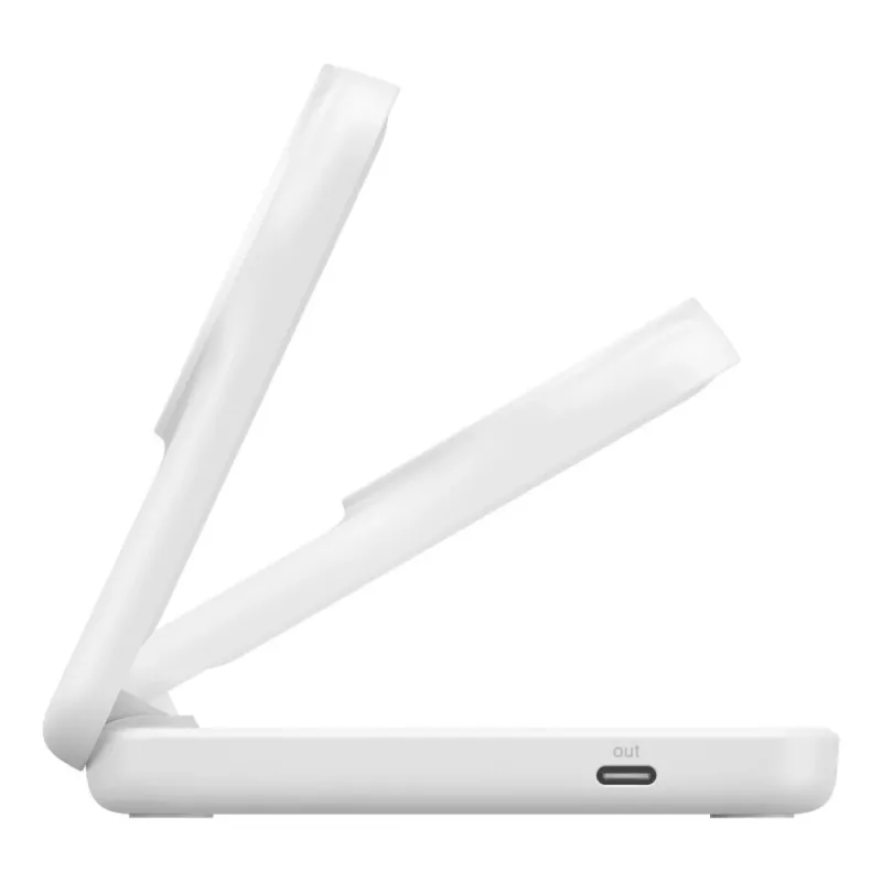 Belkin UltraCharge 25W Qi2 2-in-1 faltbare kabellose Ladestation, Weiß (WIZ038KQWH)