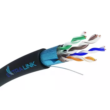 Netzwerkkabel Extralink Twisted Pair CAT5E FTP (F/UTP) V2 Outdoor 305M Schwarz