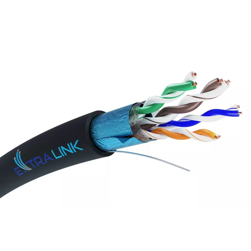 Netzwerkkabel Extralink Twisted Pair CAT5E FTP (F/UTP) V2 Outdoor 305M Schwarz