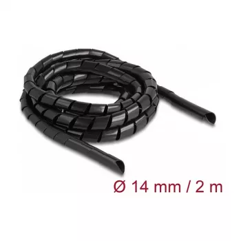 DeLOCK Spiral Hose flexibel 2 m x 14 mm schwarz Polyethylen