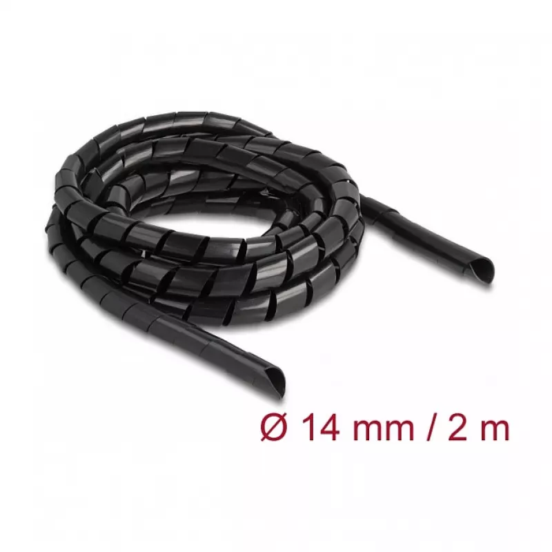 DeLOCK Spiral Hose flexibel 2 m x 14 mm schwarz Polyethylen