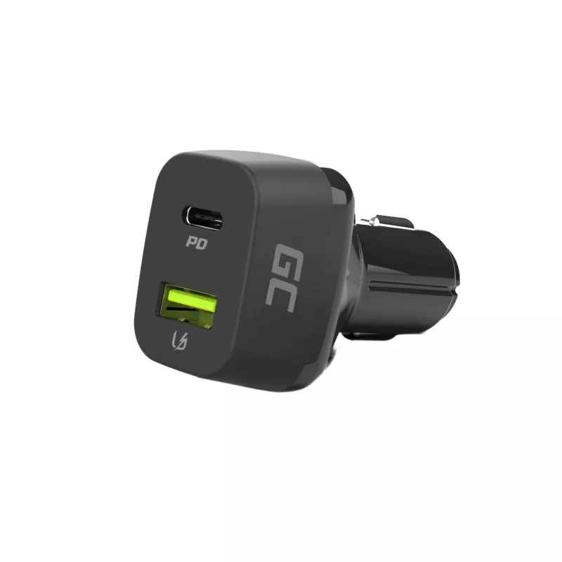 KFZ-Ladegerät Grün Cell CAD33, 42 W, USB-C PD + USB-A QC3.0, 12/24 V Eingang, 5–12 V Ausgang