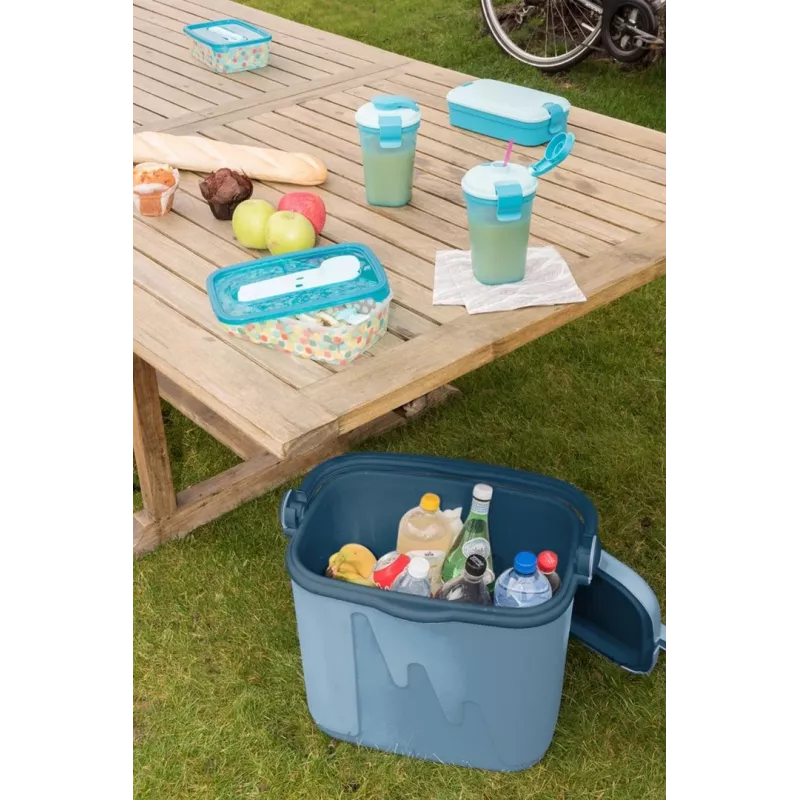 Tragbarer 20L Curver Tourist-Kühlbox 262277 Blau — 20-L-Reisekühler aus Polypropylen mit Tragegriff, 396×265×428 mm, 1,8 kg