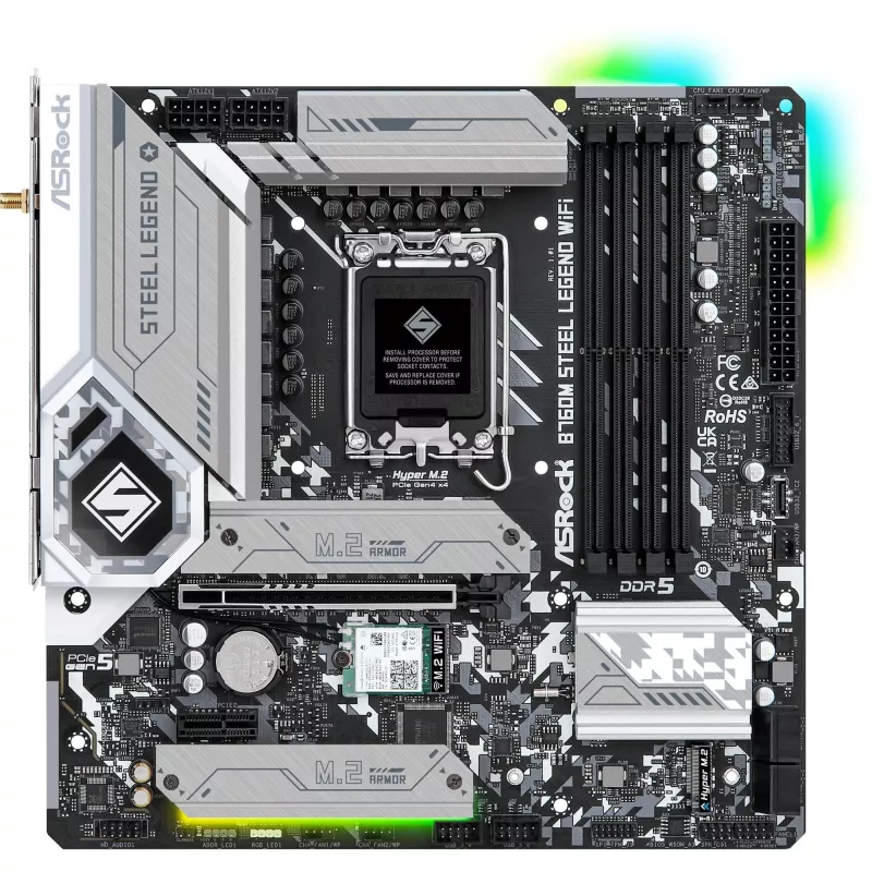 Motherboard ASRock B760M Steel Legend WiFi — Intel B760, LGA 1700, micro ATX, DDR5, 4 DIMM, 128GB, Wi‑Fi 6E, 2.5Gb LAN