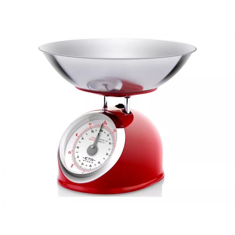 Mechanische Küchenwaage ETA ETA577790030 — 5 kg Kapazität, 25 g Genauigkeit, Edelstahl-Oberfläche, weißes Gehäuse