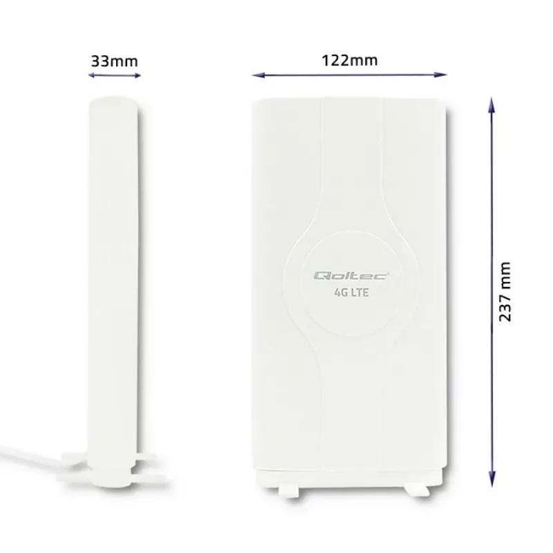 Rundstrahlantenne QOLTEC 57013, 0,6–2,7 GHz, 30 dBi, vertikale Polarisation, 50 Ω, weißes ABS-Gehäuse