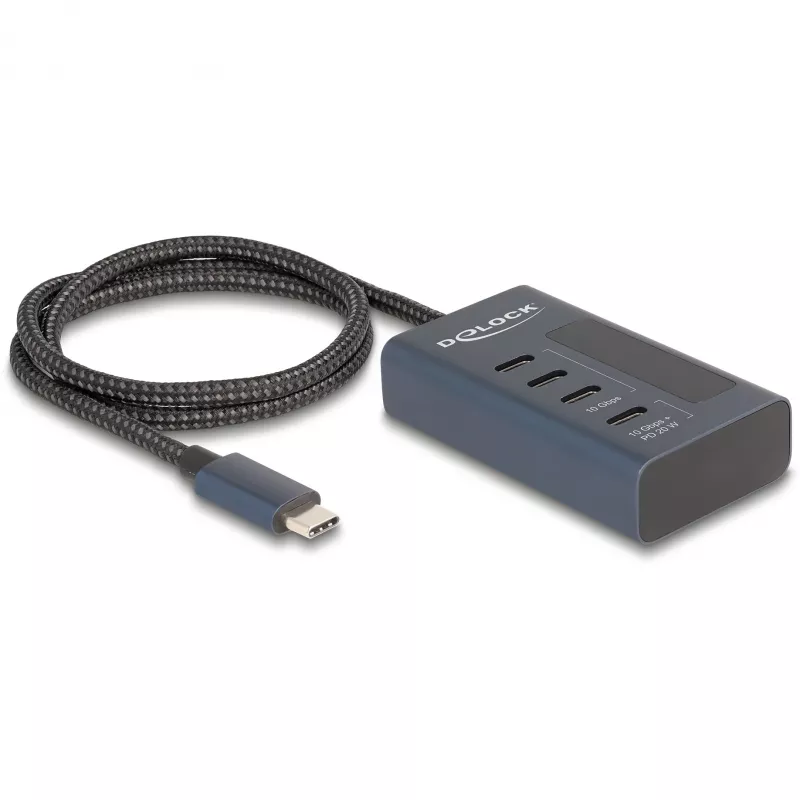 DeLOCK 64189 USB-Hub Typ-C 10000 Mbit/s Blau Metall