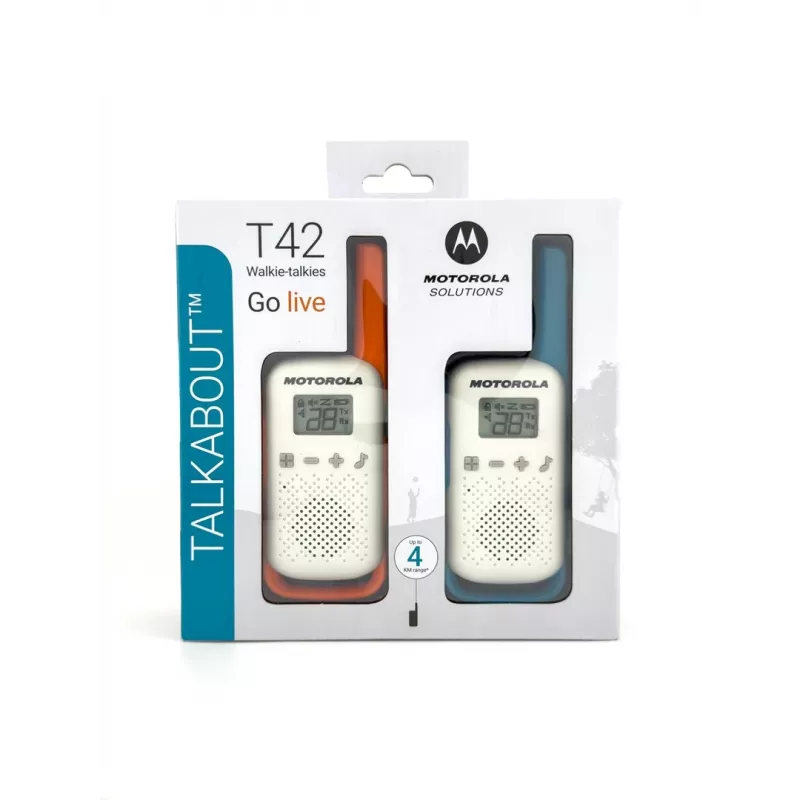 Motorola Talkabout T42 – Walkie-Talkie, 2er-Pack (orange-blau)
