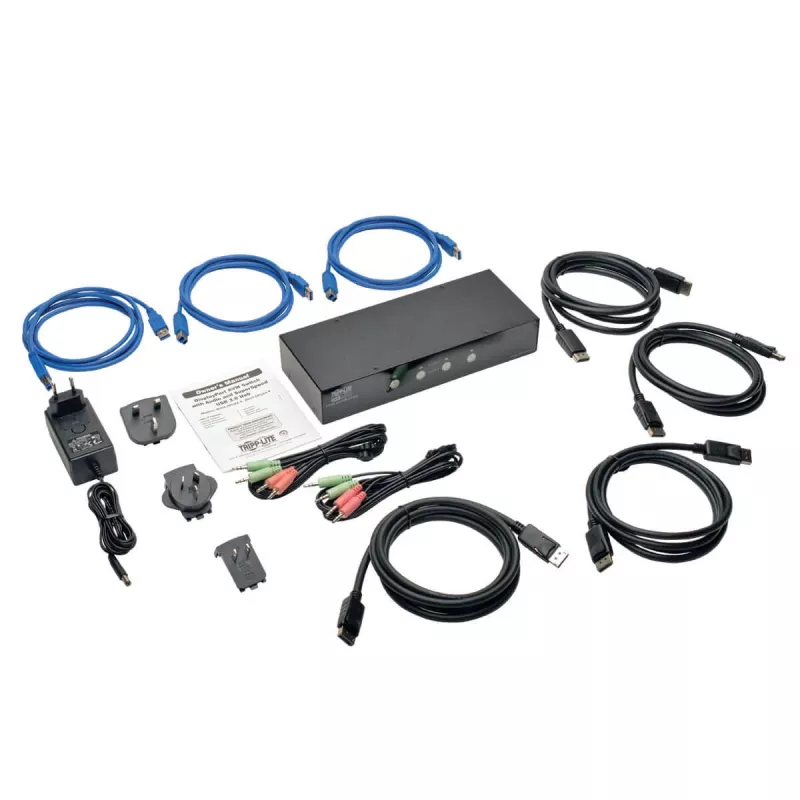 EATON TRIPPLITE 4-Port DisplayPort KVM Switch mit Audiokabeln und USB 3.0 SuperSpeed Hub (B004-DPUA4-K)