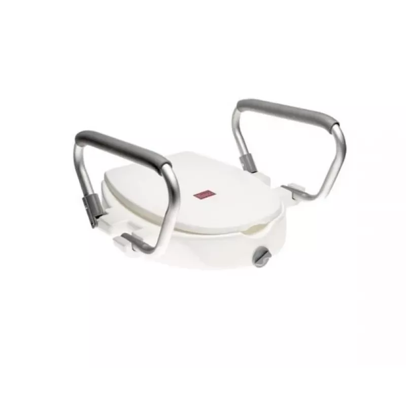 Toilettensitzerhöhung ANTAR AT51205 Erweiterung mit klappbaren Haltegriffen, 10 cm Sitzhöhe, Tragfähigkeit bis 180 kg, Breite zwischen den Haltegriffen 470 mm