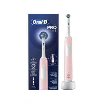 Oral-B Elektrische Zahnbürste Pro Series 1 Cross Action für Erwachsene, wiederaufladbar, rosa, Anzahl der Bürstenköpfe: 1, Anzahl der Putzmodi: 3