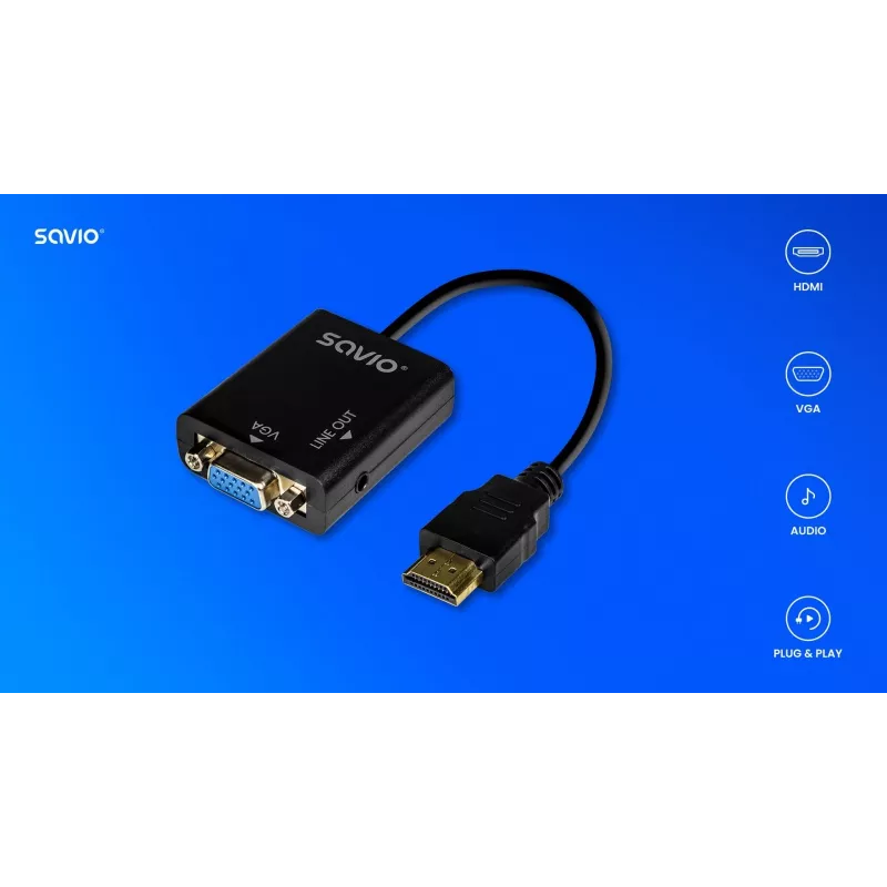 Adapter HDMI-VGA mit Audio AK-76 Savio SAVAK-76