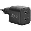 Wandladegerät GOOBAY 75333 — universelles AC-USB-C-Ladegerät für Innenräume, 2x USB-C, 35 W, Schwarz