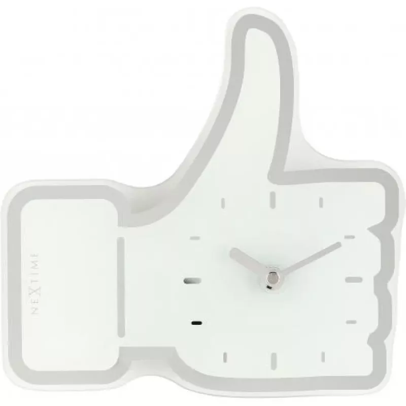 NeXtime Uhr 5185wi Mini Thumbs Up, 20,5x21 cm, Wand, Weiß/Silber