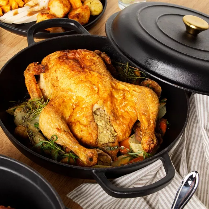 Gusseisen-Schmortopf Russell Hobbs RH02525BEU7 30 cm, schwarz