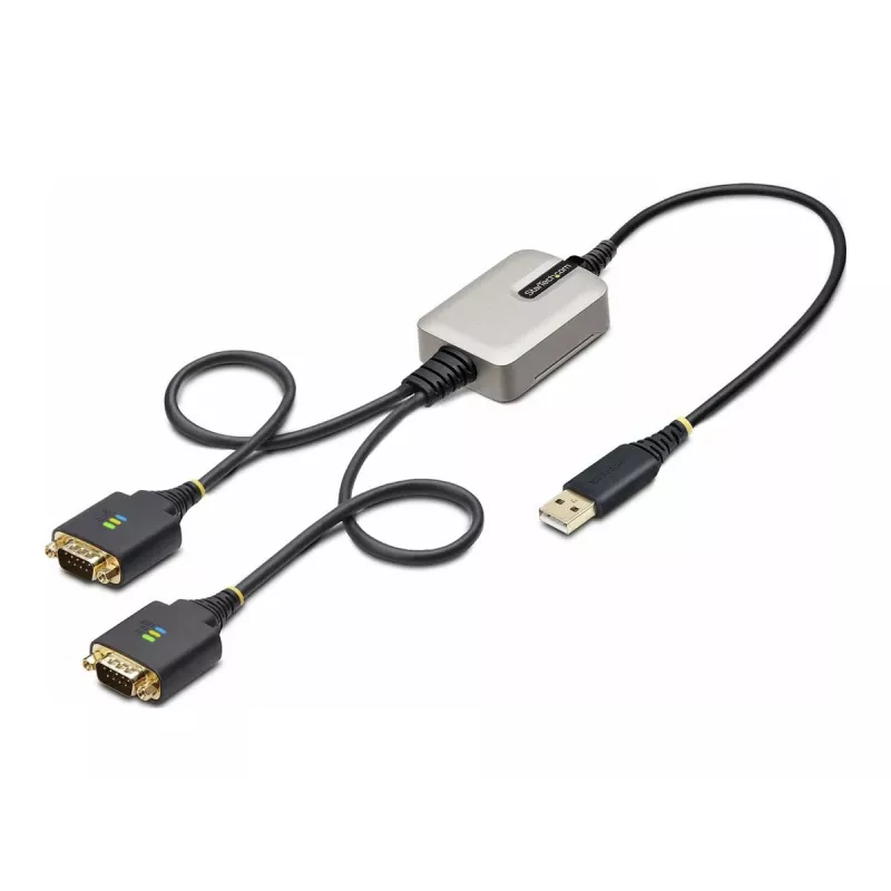 StarTech.com 2ft (60cm) 2-Port USB zu Seriell Adapterkabel, austauschbare DB9 Schrauben/Muttern, COM-Erhaltung, USB-A auf DB9 RS232, FTDI, Level-4 ESD-Schutz, Windows/macOS/ChromeOS/Linux – Robuste TPE-Konstruktion