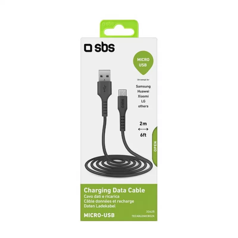 SBS TECABLEMICRO2K 2m USB A Micro-USB B Male Male Schwarz USB-Kabel (TEKabelMICRO2K)