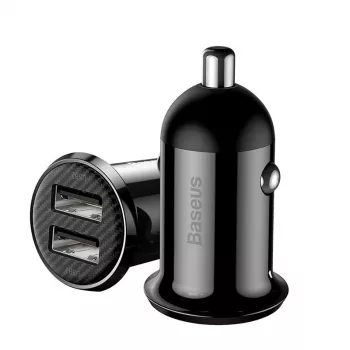 Auto-Ladegerät Baseus Gain Pro Universal Schwarz – 2× USB 2.0, 2,4 A pro Port, Eingang 12–24 V, 5 V Ausgang