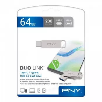 USB-Stick PNY 64 GB USB Typ-A USB Typ-C DUO LINK