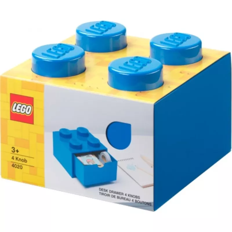 LEGO Schreibtischschublade 4, Aufbewahrungsbox Blau, Noppen