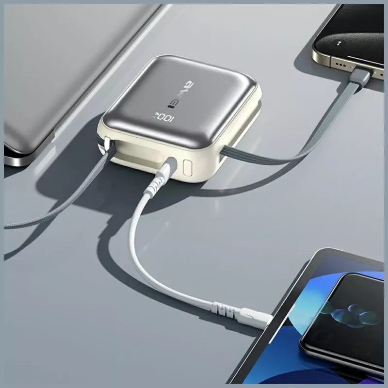 Tragbare Powerbank Awei C03 20000mAh mit 45W Ausgang und integriertem USB-A/USB-C Kabel
