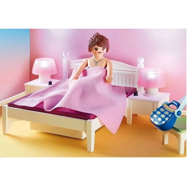 Playmobil Puppenhaus Spielset mit Figuren – Schlafzimmer mit Nähecke 70208