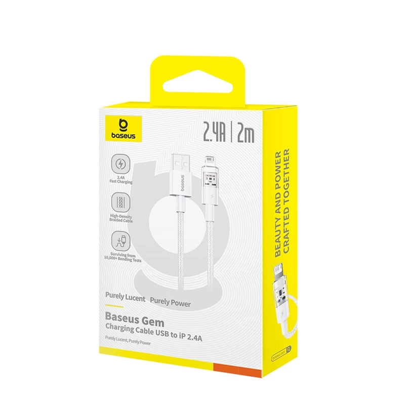 Baseus Gem USB-zu-IP 2.4A Schnellladekabel 2 m Weiß
