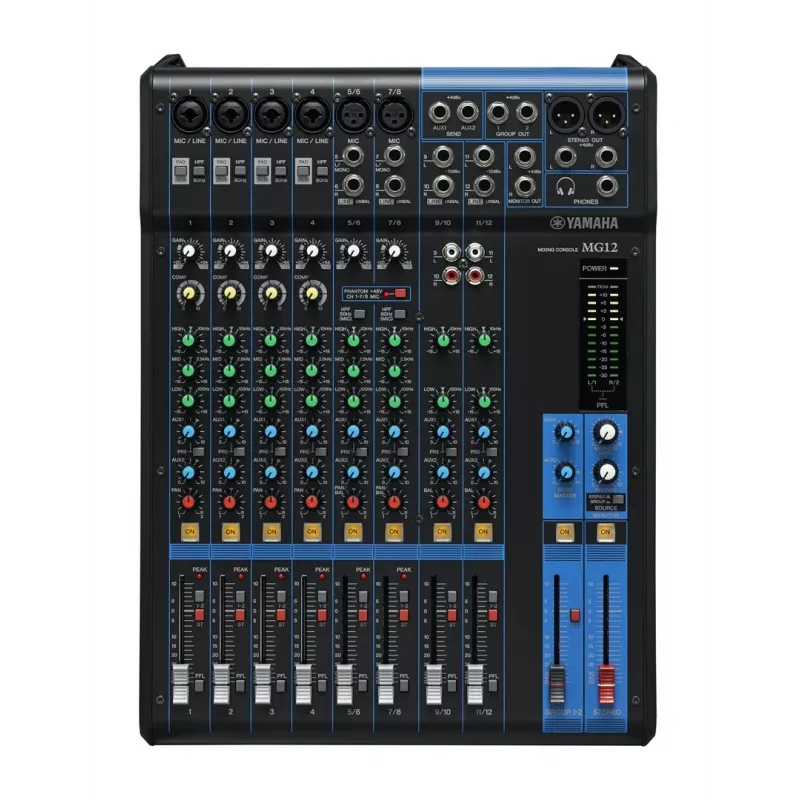 Audio-Mischpult YAMAHA MG12 12-Kanal, 24-Bit-DSP, 192 kHz Abtastrate, 48V Phantomspeisung