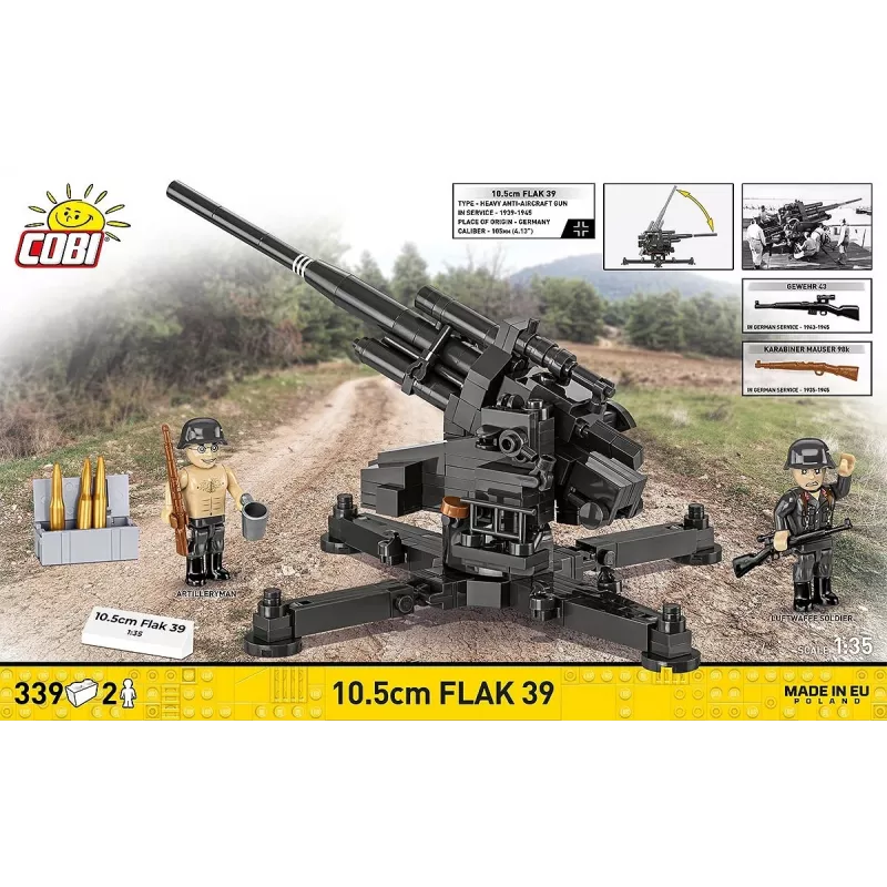 Konstruktionsset Cobi Blöcke 10,5 cm Flak 39 — 339 Teile