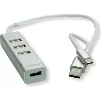 ROLINE 14.02.5037 Schnittstellen-Hub USB 2.0 480 Mbit/s Silber - Weiß (14.02.5037)