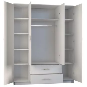 Topeshop ROMANA 160 BIEL KPLB bedroom wardrobe/closet 11 shelves 4 Tür(s) weiß