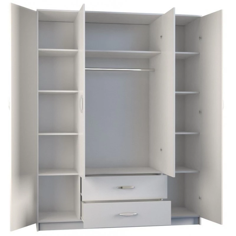 Topeshop ROMANA 160 BIEL KPLB bedroom wardrobe/closet 11 shelves 4 Tür(s) weiß