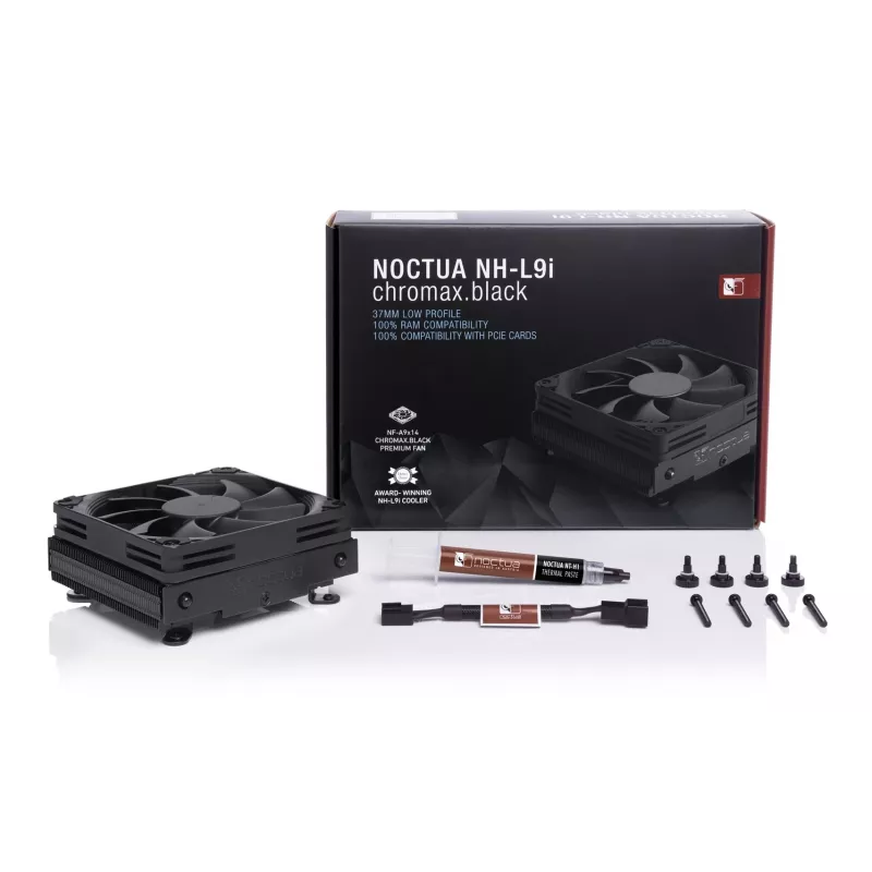 CPU-Kühler Noctua NH-L9i chromax.Schwarz, Low-Profile 92-mm-Lüfter, Unterstützung für LGA1151/LGA115x/AM4, 37 mm Höhe, 95x95 mm Kühlkörper