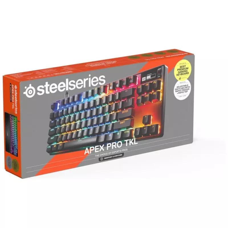 Mechanische Gaming-Tastatur STEELSERIES Apex Pro TKL Gen 3 OmniPoint — Tenkeyless, einstellbare Auslösung, kompaktes Layout