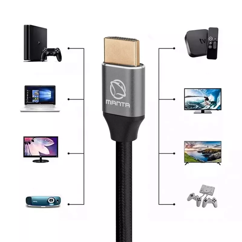 HDMI-Kabel MANTA HDMI-3MC 3 m – unterstützt bis zu 8K-Auflösung