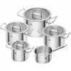 Kochtopfset ZWILLING 65120-005-0 — 5-teilige Edelstahltöpfe, Deckel, ofen- und spülmaschinenfest, Antihaftbeschichtung, max. 200°C
