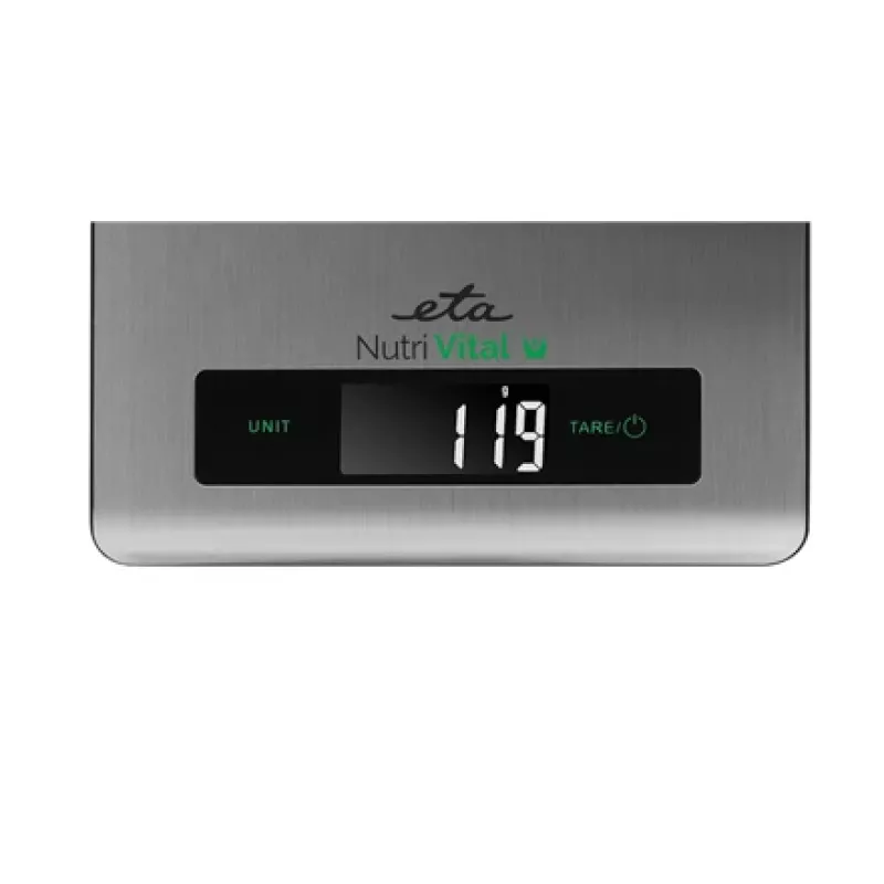 Elektronische Küchenwaage ETA Nutri Vital Metallic Rectangle — 5 kg Kapazität, 1 g Genauigkeit, LCD