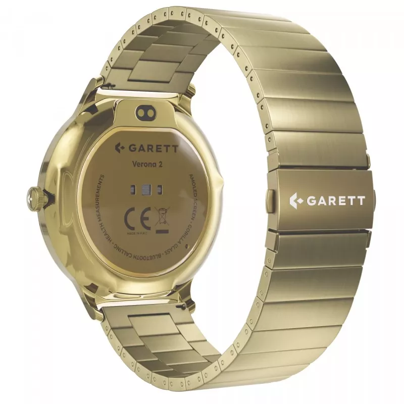 Smartwatch Garett Verona 2 Gold Steel mit Bluetooth und Herzfrequenzmesser