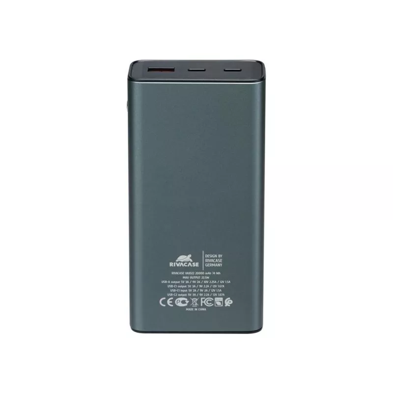 Powerbank Rivacase VA1022 20000 mAh USB tragbarer Ladegerät