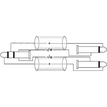 Adapterkabel Omnitronic 3,5 mm auf 2×6,3 mm, 6 m, schwarz