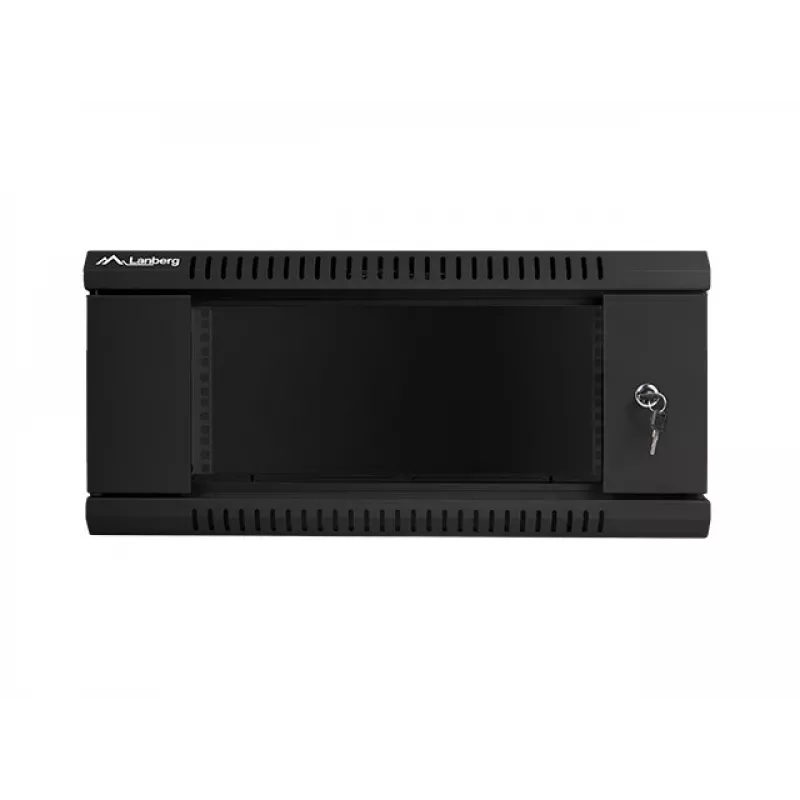 Wandmontierbarer Netzwerkschrank LANBERG WF01-6404-10B 4U 19 Zoll 600×450×285 mm IP20 schwarz, Tragfähigkeit 60 kg