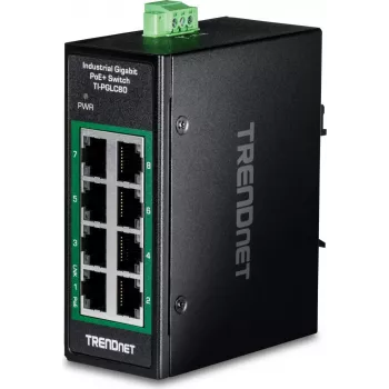 TRENDnet 8-Port Industrial Gigabit PoE+ DIN-Rail Mini Switch (TI-PGLC80)