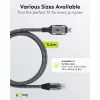 Ethernet-Kabel USB-C 3.2 Gen2 Stecker > RJ-45 Stecker (schwarz/Silber, 5 Meter, geflochtenes Textilmantel)