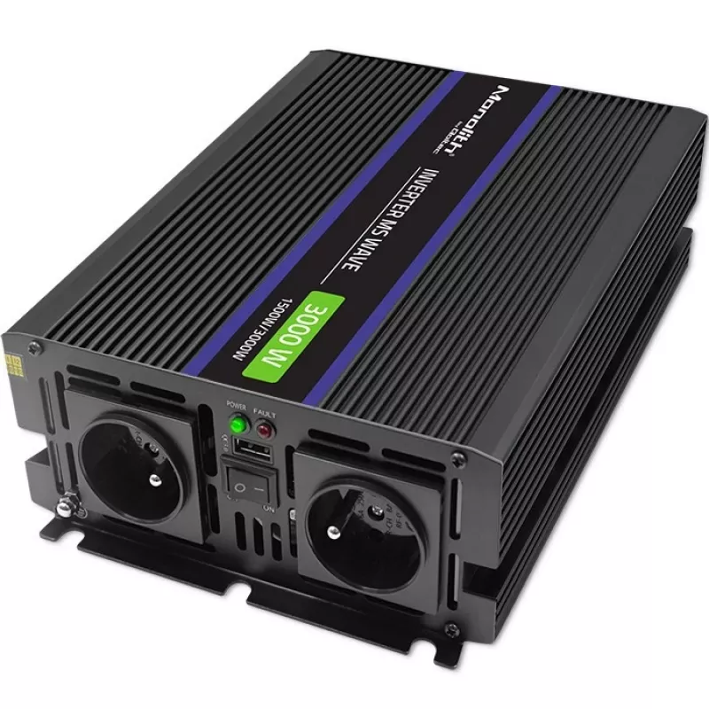 Wechselrichter QOLTEC Monolith 3000 MS Wave, 12V→230V, 1500/3000W, mit USB