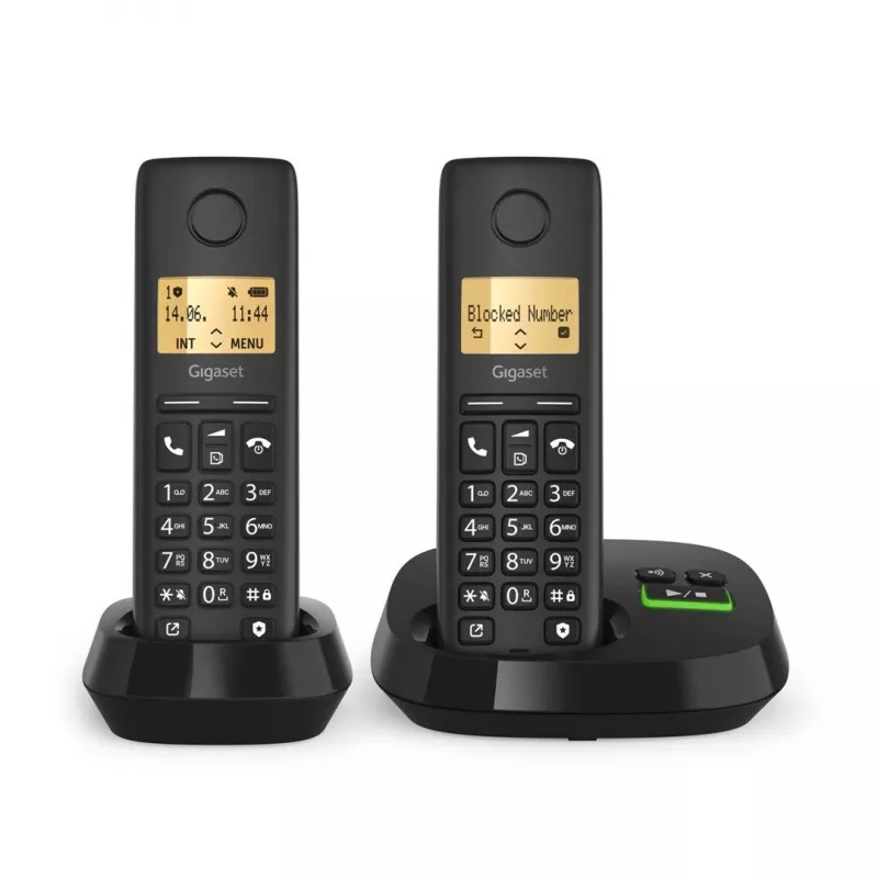 Schnurloses Analog/DECT-Telefon Gigaset PURE 100A Duo — 2 Mobilteile, Freisprecheinrichtung, Rufnummernanzeige, 1,5-Zoll-Display, Schwarz